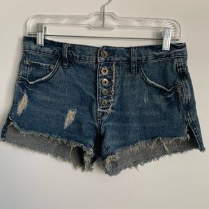 Free People Runaway Frayed Hem Button Fly Shorts Sz 24